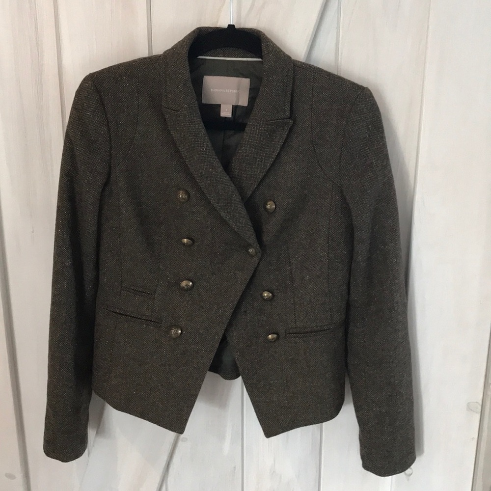 Banana Republic green tweed blazer size 4
